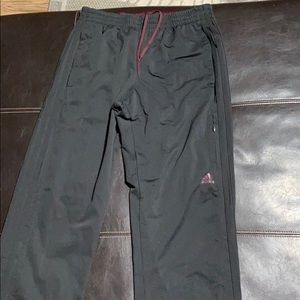 Black and Maroon Adidas sweatpants